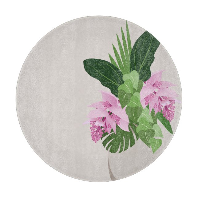 Tropical Medinilla Rosa Flower i Beige Vas (Framsidan)