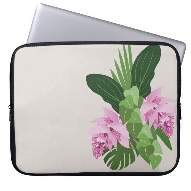 Tropical Medinilla Rosa Flower i Beige Vas Laptop Fodral (Framsidan)