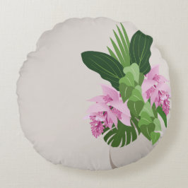 Tropical Medinilla Rosa Flower i Beige Vas Rund Kudde