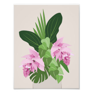 Tropical Medinilla Rosa Flower på Beige Fototryck