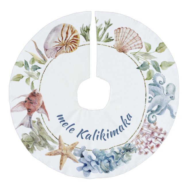 Tropical mele Kalikimaka Coastal Theme jul Julgransmatta Fusklinne (Framsidan)