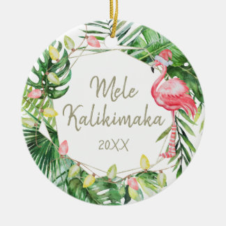 Tropical Mele Kalikimaka Hawaiian Photo Julgransprydnad Keramik