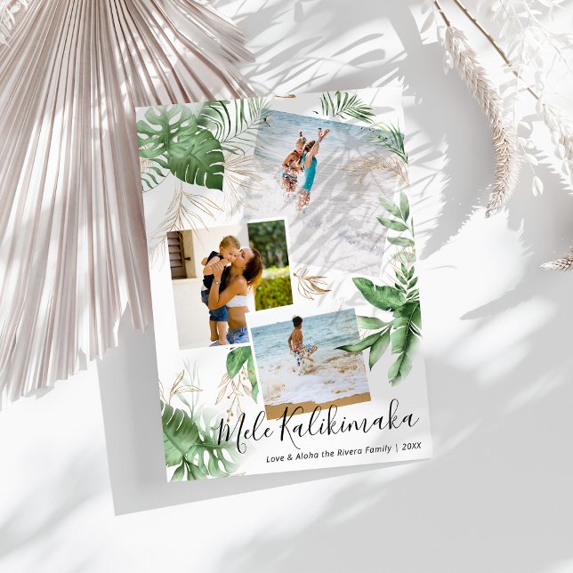 Tropical Mele Kalikimaka jul Photo Collage Julkort (Skapare uppladdad)