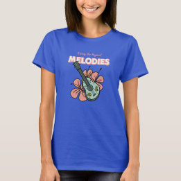 Tropical Melodies Ukulele Blommigt Art T Shirt