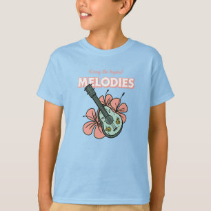 Tropical Melodies Ukulele Blommigt Art T Shirt