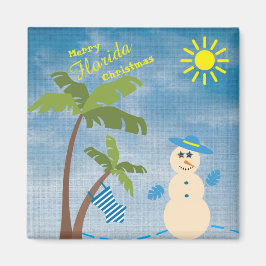 Tropical Merry Florida jul Snögubbe på Beach Magnet