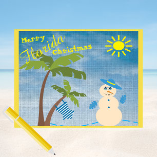Tropical Merry Florida jul Snögubbe på Beach Vykort