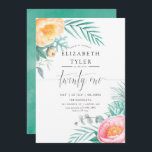 Tropical Mint Blommigt 21:a födelsedag Party Inbju Inbjudningar<br><div class="desc">Mint,  rosa och gult exotiskt 20 födelsedagsfest inbjudan med peonier,  eukalyptus,  rosehips,  sukulent,  lisianthus,  löv och sukulenter av menthol.</div>