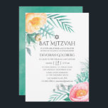 Tropical Mint Blommigt, Bat mitzvah sommar Inbjudningar<br><div class="desc">Bat mitzvah inbjudningar till munnen,  rosan och gulten exotiska sommartider med peonier,  eukalyptus,  rosehips,  sukulära,  lisianthus,  menthol löv och sukulenter</div>