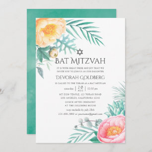 Tropical Mint Blommigt, Bat mitzvah sommar Inbjudningar