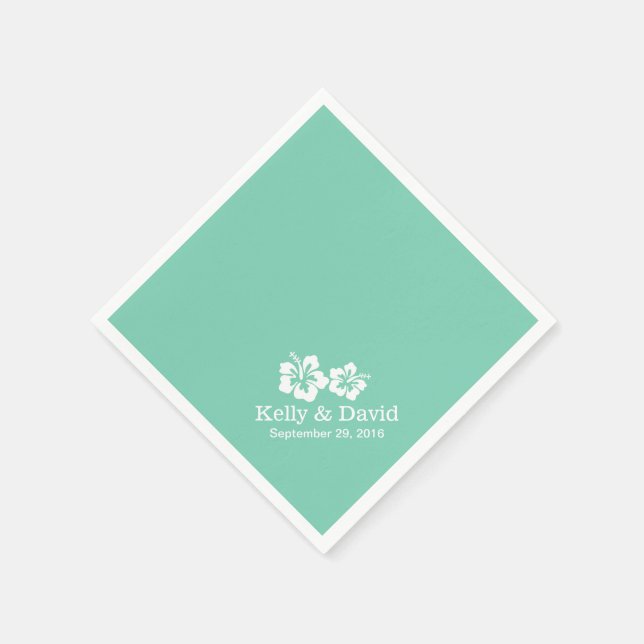 Tropical Mint Grönt Hibiscus Flowers Bröllop Pappersservett (Hörn)