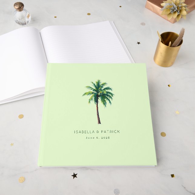 Tropical Mint Minimalist Palm Tree Gästböcker (Framsidan öppen)