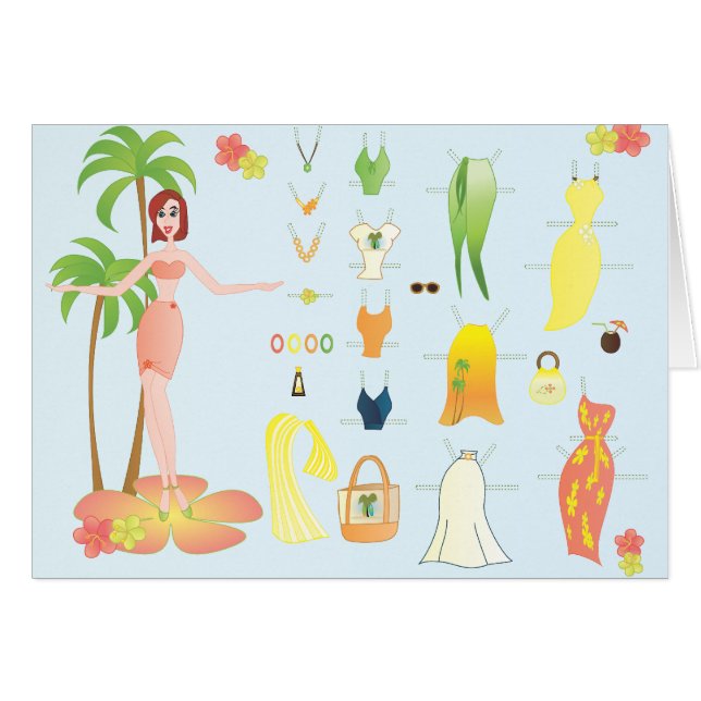 Tropical Mode Papper Doll OBS Kort (Framsidan Horizontal)