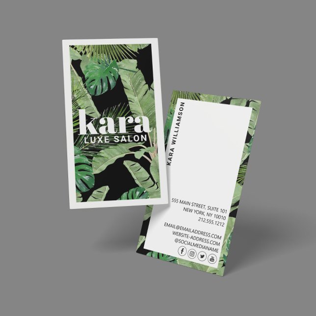 Tropical Modern Boutique Salon Designer Black Visitkort (Skapare uppladdad)