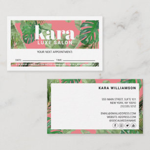 Tropical Modern Boutique Salon Rosa Möte Lojalitetskort