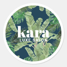 Tropical Modern Boutique Salong Designer Navy Runt Klistermärke