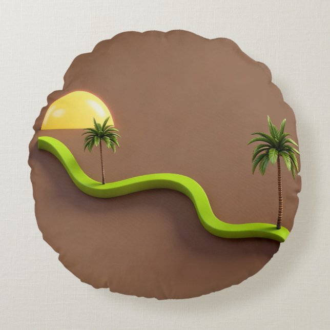 Tropical Modern Decorative Throw Pillow Rund Kudde (Framsidan)