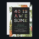 Tropical Modern Typography 40 Birthday Party Inbjudningar<br><div class="desc">Låt oss firma 40-årsdagen med den här snyggten-festinbjudan. Den här designen har modern typografi "40 är Fantastisk" med en vacker bakgrund av tropiska blommönster. Fler födelsedagsinbjudningar och party-artiklar finns tillgängliga i min butik BaraBomDesign. Kontakta mig via e-post barabomdesign@gmail.com om du behöver en anpassad design</div>