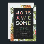 Tropical Modern Typography 40 Birthday Party Inbjudningar<br><div class="desc">Låt oss firma 40-årsdagen med den här snyggten-festinbjudan. Den här designen har modern typografi "40 är Fantastisk" med en vacker bakgrund av tropiska blommönster. Fler födelsedagsinbjudningar och party-artiklar finns tillgängliga i min butik BaraBomDesign. Kontakta mig via e-post barabomdesign@gmail.com om du behöver en anpassad design</div>