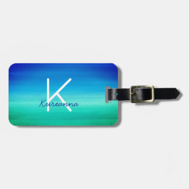 Tropical Monogram Neon Beachy Blue Grönt Bagagebricka