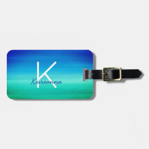 Tropical Monogram Neon Beachy Blue Grönt Bagagebricka