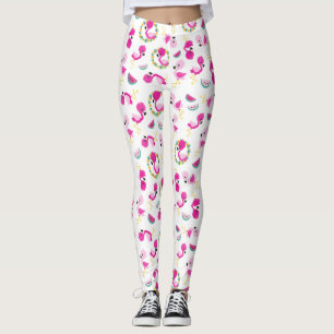 Tropical Mönster, Flamingos, Watermelons, Flowers Leggings