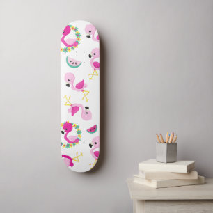 Tropical Mönster, Flamingos, Watermelons, Flowers Mini Skateboard Bräda 18,5 Cm
