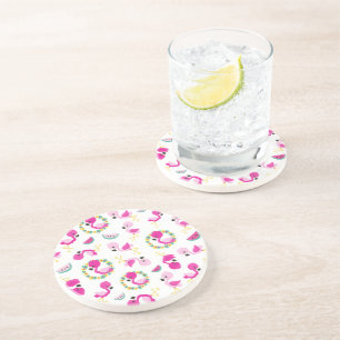 Tropical Mönster, Flamingos, Watermelons, Flowers Underlägg