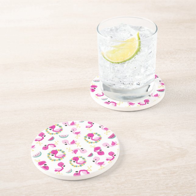 Tropical Mönster, Flamingos, Watermelons, Flowers Underlägg (Sidan)
