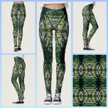 Tropical Mönster Grönt Boho Chic Leggings<br><div class="desc">Designad efter natur! Dessa färgbilder av tropiska grönt-,  blått- och gult med kontrasterande ljus och mörk skapas från fotografibilden av tittar genom handflatan löv och vindrutor av blå himmel och solbelyst löv. Känn den här Boho-chicens tropiska vibes invecklad design. Den här bilden är ett originalfoto av JLW_PHOTOGRAPHY.</div>