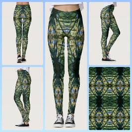 Tropical Mönster Grönt Boho Chic Leggings