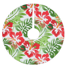 Tropical Mönster Hibiscus Flowers på Hawaiiska Julgransmatta Borstad Polyester