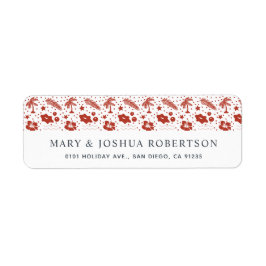 Tropical Mönster Red Address Label Returadress Etikett