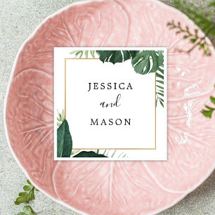 Tropical Monstera Bröllop Cocktail Napkin Pappersservett
