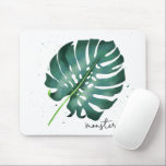 Tropical Monstera Houseplant Musmatta<br><div class="desc">Elegant tropiska husväxter i munspad med illustration av en grönt i löv. Perfekt för växten älskare!</div>