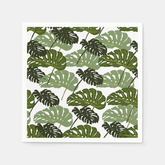 Tropical Monstera Leaf Green  Pappersservett (Framsidan)