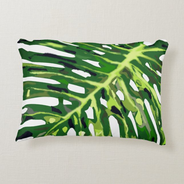 Tropical Monstera Löv accent Pillow Prydnadskudde (Baksidan)
