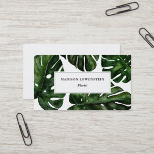 Tropical Monstera Löv Botaniskt Visitkort