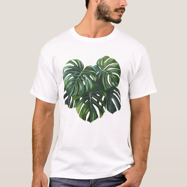 Tropical Monstera Löv Foliage T-Shirt (Framsida)