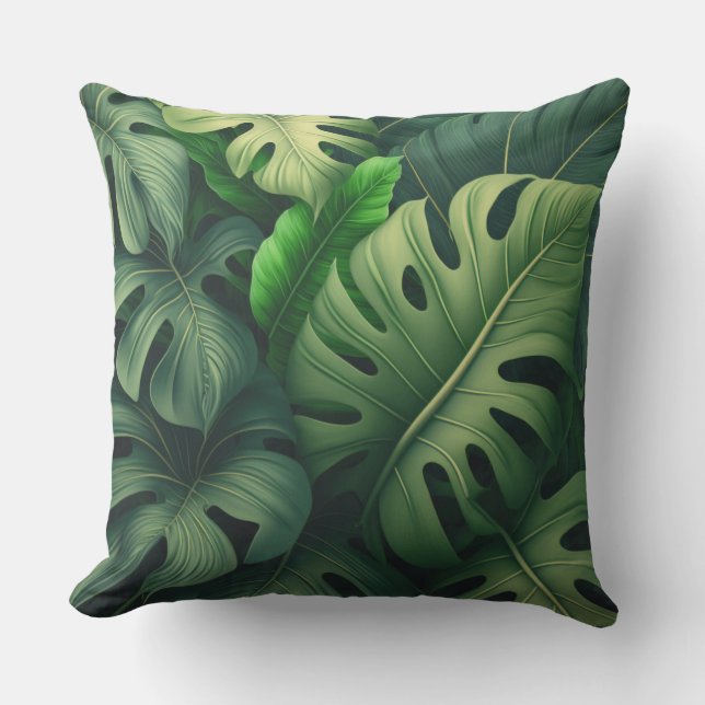 Tropical Monstera Löv Kudde (Framsida)