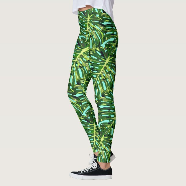 Tropical Monstera Löv Leggings (Vänster)
