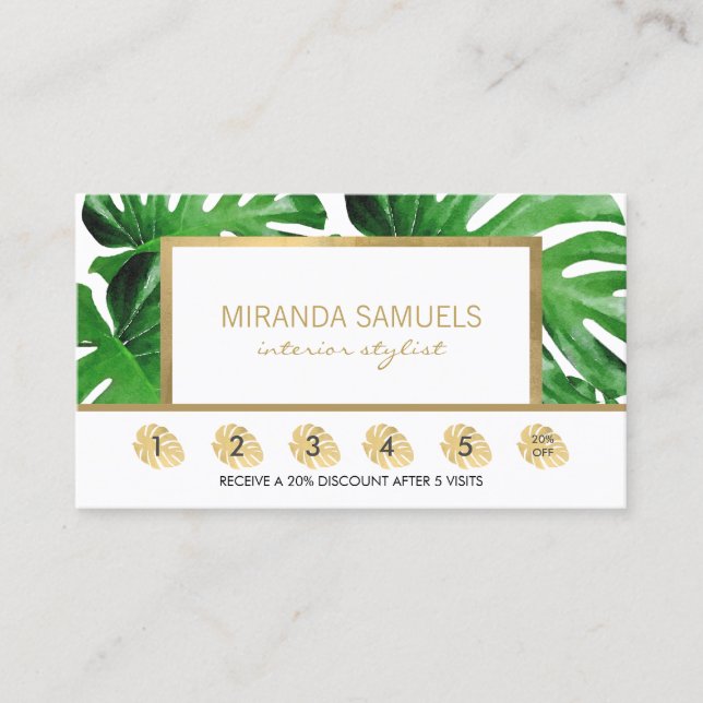 Tropical Monstera Löv Loyalty Lojalitetskort (Framsida)