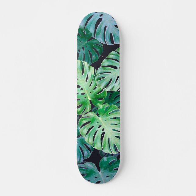 Tropical Monstera Löv Mini Skateboard Bräda 18,5 Cm (Framsida)