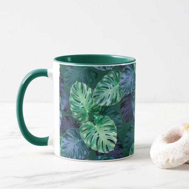 Tropical Monstera Löv Mugg (Med munk)