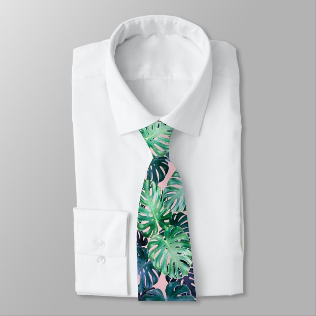 Tropical Monstera Löv Neck Tie Slips (Bunden)