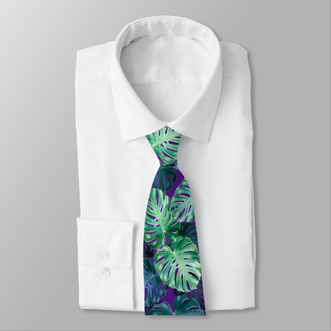 Tropical Monstera Löv Neck Tie Slips (Bunden)