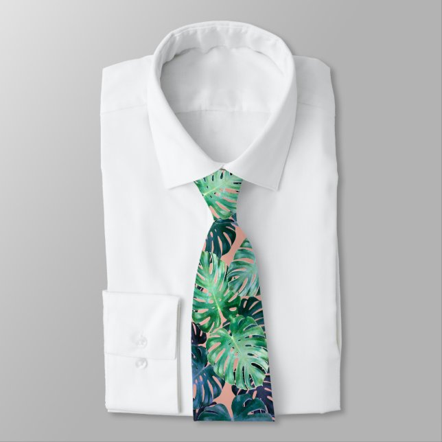 Tropical Monstera Löv Neck Tie Slips (Bunden)