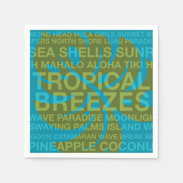 Tropical Monstera Löv Pappra servitor Ord Pappersservett (Framsidan)