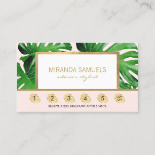 Tropical Monstera Löv Rosa Loyalty Lojalitetskort