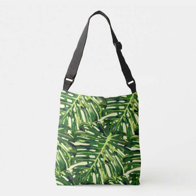 Tropical Monstera Lövs Crossbody Bag Axelväska (Framsida)